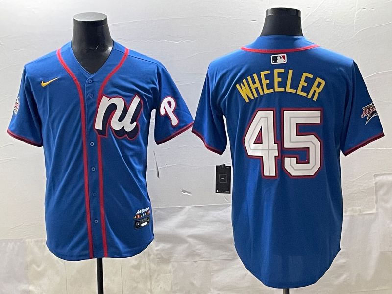 Men 2025 Philadelphia Phillies #45 Wheeler Blue All star Nike MLB Jersey style 01->philadelphia phillies->MLB Jersey